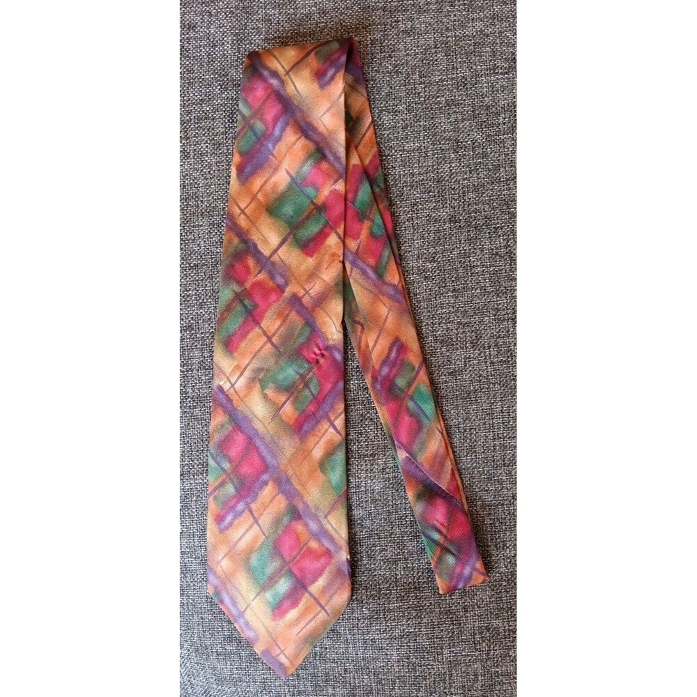 Tie 70s 80s 90s Y2K New Vintage Architect Orange Red Green 3.75 Wide 59 Long